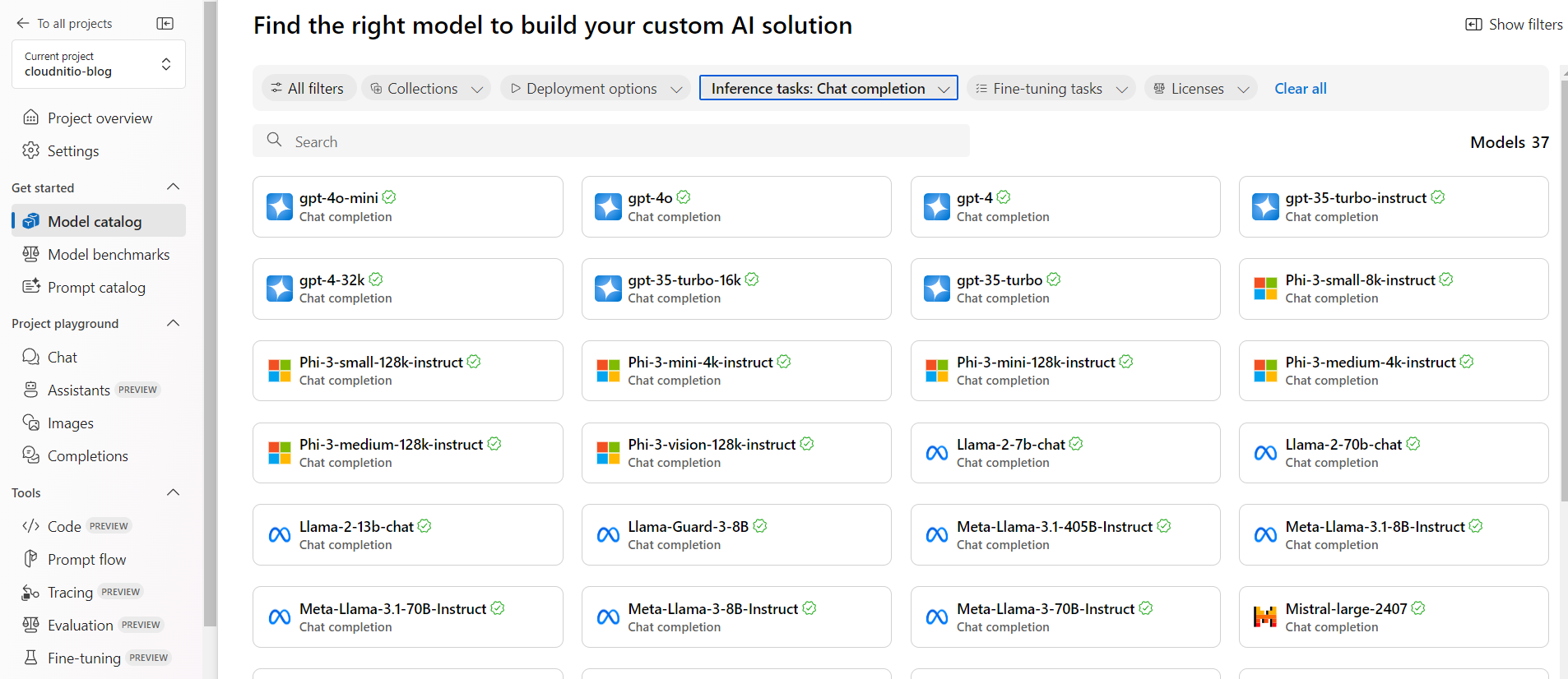 Azure AI Studio's Model Catalog